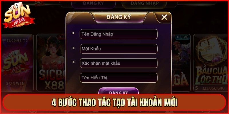 4 bước thao tác tạo tài khoản mới